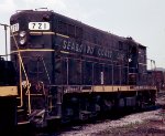 Seaboard Coast Line GP7 #721, on the shop track facing south towards the yard office, 